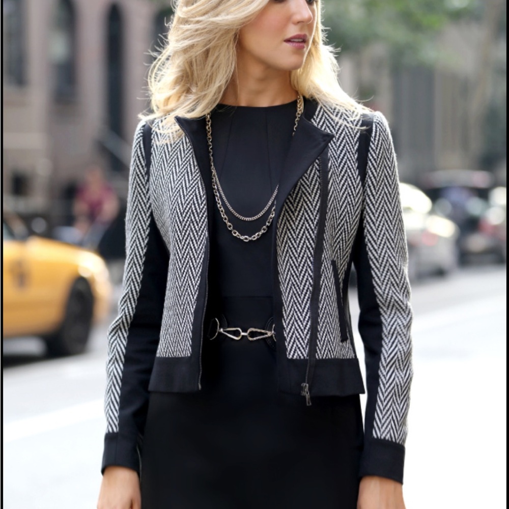 Ann Taylor Black and Gray Chevron Blazer